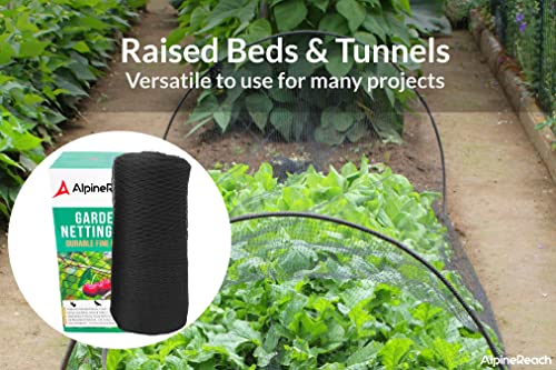 AlpineReach Garden Netting 15 x 30 ft Heavy Duty Bird Net, Deer, Plant Protection Extra Strong Woven Mesh, Reusable Kit with Zip Ties, Animal Fencing for Fruits Trees, Black - color: Black, size: 15ft x 30ft
