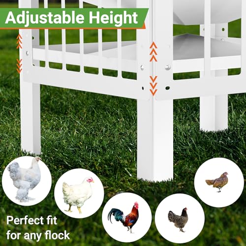 Chicken Feeder with Grille, 85LBS No Waste Chicken Feeder with 22 Ports, Powder-Coated Steel Feeder w/Waterproof Lid and Stainless Handles, 18”L x 15.1”W x 29.5”H - size: 85LBS