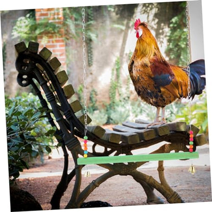Natural Wood Chicken Perch with Swing and Ladder Pet Climbing Playground for Poultry Entertainment Coop Accessory to Reduce Boredom and Encourage Chewing Random Color