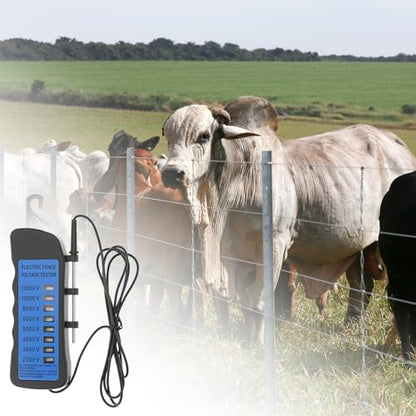 QWORK Electric Fence Voltage Tester, 12KV Fence Tester, 8 Neon Lights Testing Tool, Fault Finder for Farms