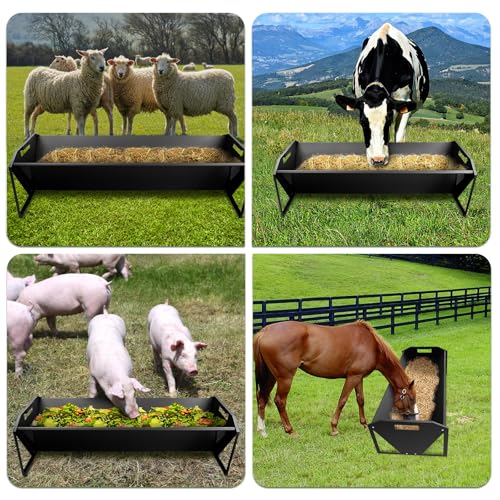 Livestock Feeding Trough 45", Heavy Duty 22 Gallon Capacity Livestock Trough, Galvanized Steel Sheep Feeder Trough for Horse, Goat, Sheep, Cattle, Cow, Alpaca