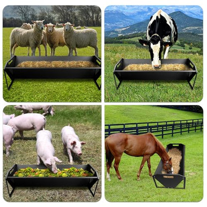 Livestock Feeding Trough 45", Heavy Duty 22 Gallon Capacity Livestock Trough, Galvanized Steel Sheep Feeder Trough for Horse, Goat, Sheep, Cattle, Cow, Alpaca