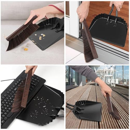 Dust Pan and Brush Set-Handheld Angled DustPan and Hand Broom Set, Large dust pan with handle,Heavy Duty Metal Dustpan and Brush Set Home For Small Item Sweeping Rubber Coated Easy to Grasp Handle - size: Dustpan and brush 11.8*14.3 Inch