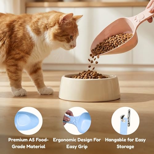 Dog Food Scoop 1 Cup, One Cup Measuring Cup, Food Grade Melamine Pet Food Measuring Scoop with 1/2&1/4 Cup Markings, Long Handle Food Scoop For Cat, Brid, Rabbit, Sturdy & Dishwasher Safe (Blue) - color: Blue