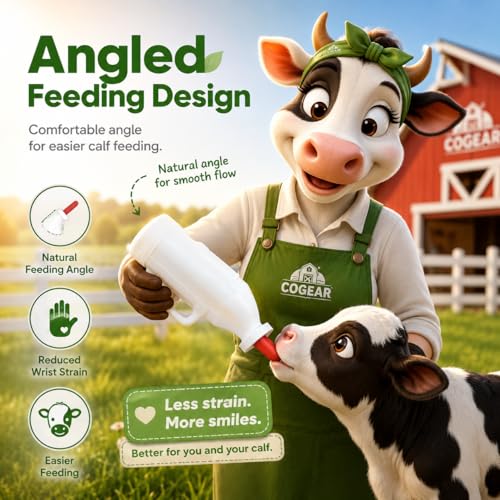 Screw Nipple Calf Feeding Device, Calf Feeding Bottle with Rubber Nipple & Cap, Handle Milk Pot Calfs Feeding Supplies (2L-Upgrade) - color: 2L-upgrade