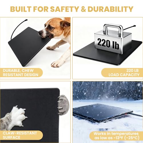 Outdoor Heated Pad for Small Animals, Anti-Bite & Waterproof Cat Heating Pad, Pet Warmer for Outside Feral Cat Houses, Durable Indoor Outdoor Warming Pet Mat in Extreme Weather 16" x 13" 30W