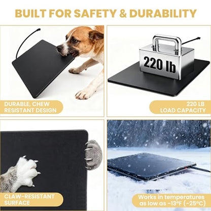 Outdoor Heated Pad for Small Animals, Anti-Bite & Waterproof Cat Heating Pad, Pet Warmer for Outside Feral Cat Houses, Durable Indoor Outdoor Warming Pet Mat in Extreme Weather 16" x 13" 30W