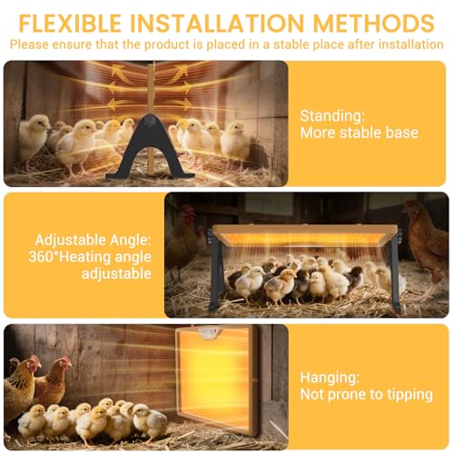 Chicken Coop Heater Brooder Plate, 180W Dual-Heating Chicken Heater Built-in Thermostat | Cycle Mode | Light, Remote Control Chick Heater for Coop, Adjustable Chicken Warmer for Poultry, UL-Compliant - color: Brown
