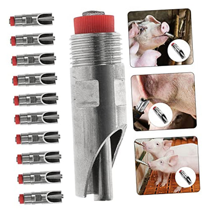 Happyyami 10pcs Automatic Stainless Steel Pig Waterer Drinking Tools Efficient Livestock Water Supply System Nipple Drinker for Pigs Cattle Sheep Leak-Resistant Design