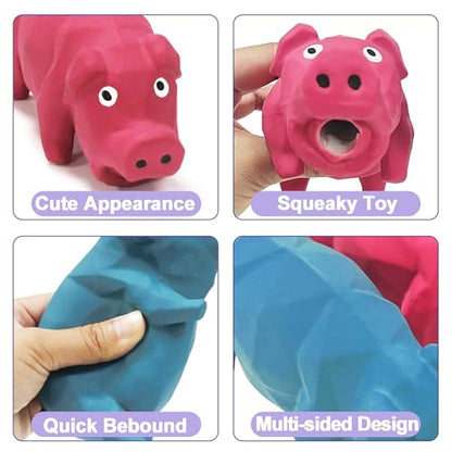 Squeaky Pig Dog Toy that Oinks, Grunting Dog Toy Pig 5.7 inch, Latex Dog Chew Toys for Small & Medium Dogs(2 Pack