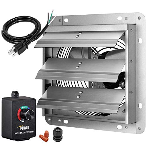 iPower 7 Inch Shutter Exhaust Fan Aluminum with Speed Controller and Power Cord Kit ,High Speed, 1680 RPM, 760 CFM, Silver - size: 7 Inch, style: Speed Controller Exhaust Fan(with Power Cord)