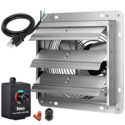 Simple Deluxe 7 Inch Shutter Exhaust Fan Aluminum with Speed Controller and Power Cord Kit,High Speed, 1680 RPM, 760 CFM, Silver - size: 7 Inch