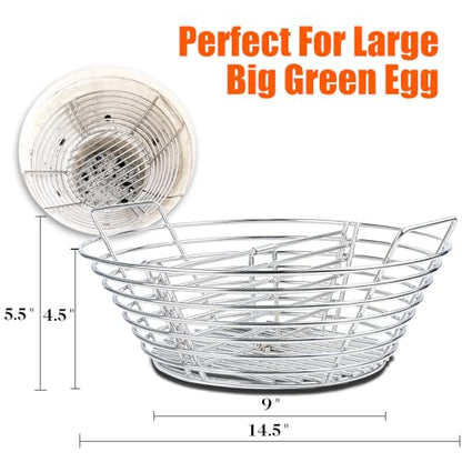 The Accessories for Big Green Egg, Ash Charcoal Basket for Large BGE, Parts for Big Green Egg, Stainless Steel Grill Ash Baskets for The Large(L) BGE and Kamado the Joe Classic(with Divider)