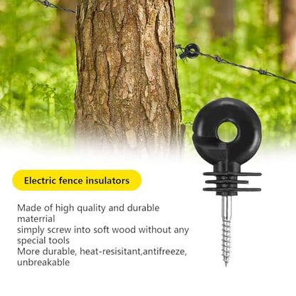 302 Pcs Black Electric Fence Insulator Tool Include 2 Pcs Insulator Socket Tool Screw in Fence Ring Post Wood Post Insulator Electric Fence Insulator Ring with Insulator Socket Tool for Animal Fence