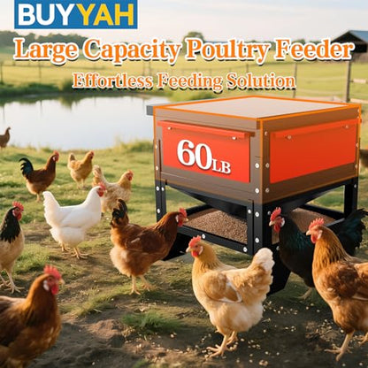 Automatic Chicken Feeder, 60-90lb Large Capacity, All Metal Poultry Feeder, No Waste Waterproof Chicken Feeder, Suitable for Geese, Ducks, Turkeys, Quails - size: 80LB