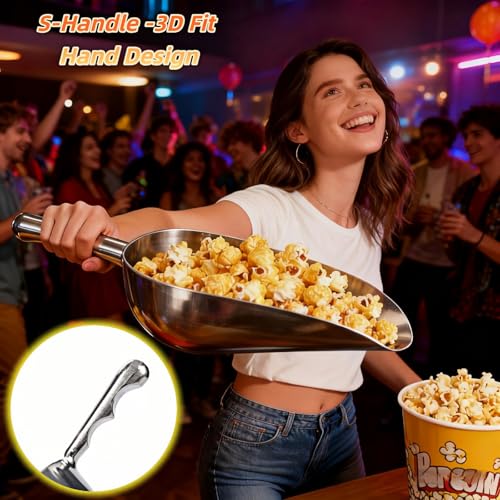 Ice Scoop, 5 oz Heavy Duty Cast Aluminum, Ergonomic S-Curve Handle, Commercial Grade for Ice, Coffee, Popcorn, Flour, Sugar, Food-Grade & Rust-Proof Kitchen Tool (S (5oz)) - size: S (5oz)