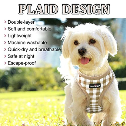 Dog Harness Step-in Breathable Puppy Cat Dog Vest Harnesses for Small Medium Dogs - color: Beige Checkered, size: X-Large (Chest 20''-24'', Weight 18-28 lb)