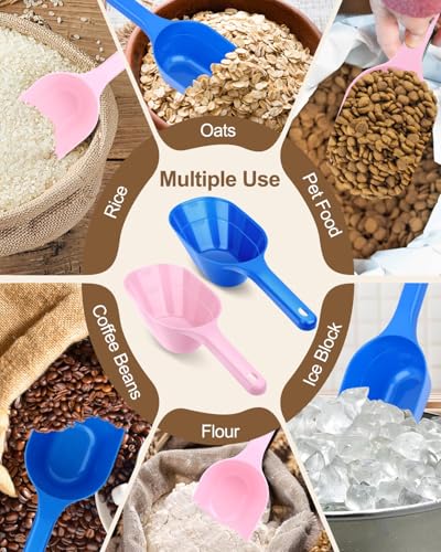 Dog Food Scoop, 1 Cup Pet Food Scoop With Measuring Lines (pink and blue) - color: pink and blue