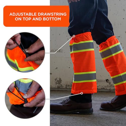 Ergodyne Unisex Glowear 8009 Hi-vis Two-tone Mesh Leg Gaiters - Class E - color: Orange