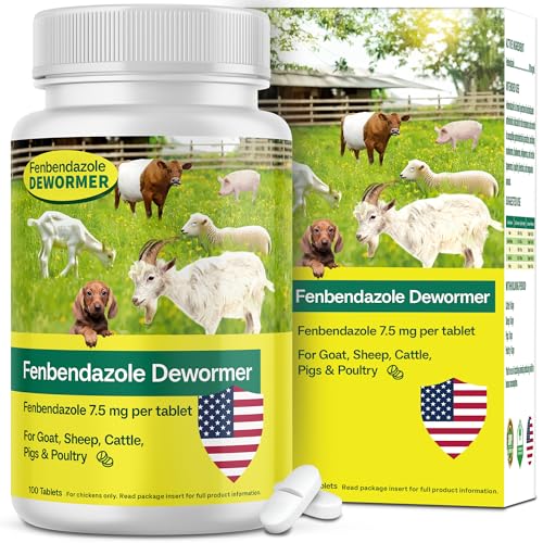 Dewormer for Goat, Chickens, Horses, Sheep, Poultry & More, Fenbendazole for All Wormers, Tapeworms, Roundworms & Hookworms, 100 ml