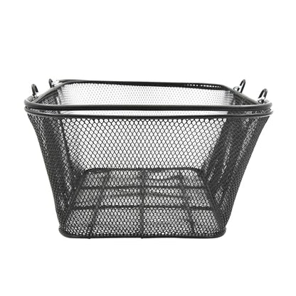 SSWBasics Black Metal Shopping Basket with Handles - 17”W x 12”D x 7”H - Durable and Sleek Grocery Basket for Grocery, Market, Retail, and Thrift Stores - Lightweight, Stackable Shopping Baskets for