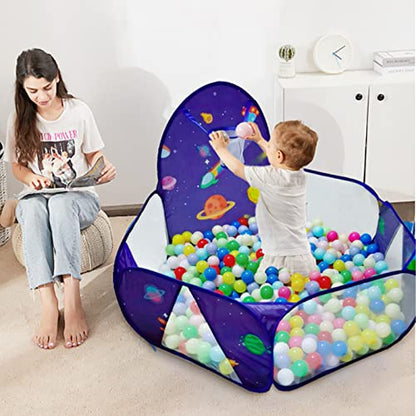 Kids Ball Pit, Pop Up 3+Children Play Tent, Toddler Ball Pool Baby Crawl Playpen with Basketball Hoop, Portable Toys for Girls Boys, 4 ft / 120 cm, Balls Not Included, Spaceship - style: Spaceship