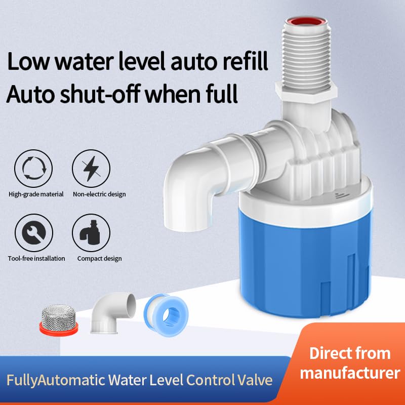 2 Pack 1/2 Float Valve for Water Tank,Aquapulse Water Float Automatic Water Level Control Aqua Pluse Trough Blue Plastic Float Valve Switch for Pool,Pond,Livestock(Top inner) - size: 1/2" top inner