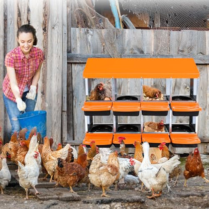Chicken Nesting Box,8 Hole Roll Away Nesting Box for Laying Eggs,Wall Mount Chicken Nesting Boxes,Easy Egg Collection,Cleanable Pull Out Hen Roosting Boxes