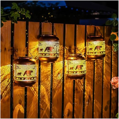 Bear Solar Lanterns Outdoor Waterproof,Hanging Solar Lights Bear Gifts for Women Men Metal LED Decorative Light for Yard,Patio,Lawn,Tabletop,Pathway,Landscape,Garden Decor - style: Bear