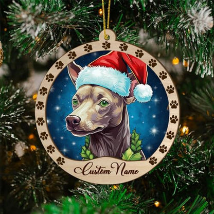 Personalized American Hairless Terrier Ornament, American Hairless Terrier Christmas Ornament, Custom Name American Hairless Terrier Dog Suncatcher for Christmas Tree - color: American Hairless Terrier