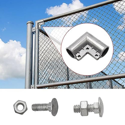 MDEOOSKY 4pcs Chain Link Fence Gate Corners Chain Link Gate Hardware Chain Link Fence Parts with 12pcs Bolts, Replacement for 1 3/8" X 1 3/8" Outdoor Diameter Pipe