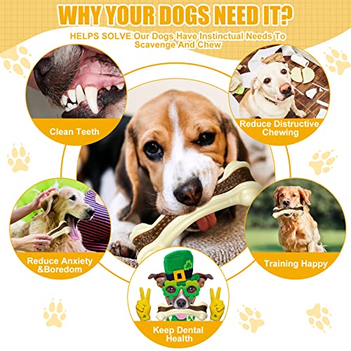 Sosation 6 Pcs Dog Toys for Aggressive Chewers Christmas Nylon Beef Flavor Bones Tough Puppy Teething Toys Puppy Chew Bones for Large Medium Small Breed Dogs Puppies(Medium) - size: Medium