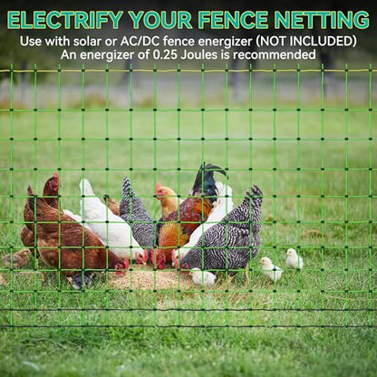 PPOLB Electric Poultry Fence Netting - 164'L x 47.5" H, Portable Movable Nets Mesh for Chickens, Ducks, Geese, Rabbits, Electric Fencing for Backyards, Homesteaders, Farms Ranches, and Gardens - size: 164'L x 47.5"H Poultry