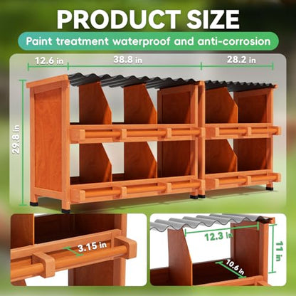 10-Compartment Chicken Nesting Boxes, Spacious for Large Breeds, Premium Pine Wood & Weather-Resistant PVC Sloped Roof, Safe No Sharp Edges for Laying Hens - size: 66.7"L x 12.2"W x 29.8"H