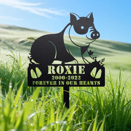 Startop Personalized Pig Memorial Plaque – Custom Metal Pet Grave Marker for Outdoor Garden & Yard, Pig Memorial Stone for Loss of Pet, Sympathy Gift for Pig Lovers Pig1 - color: pig01, size: Pig