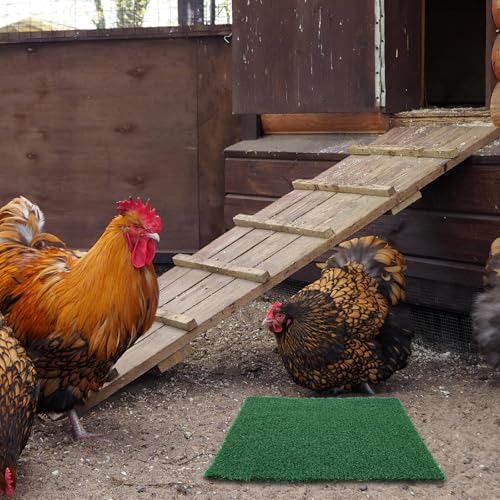 2pcs Reusable Chicken Coop Nesting Pads - Washable Grass Carpet Nest Mat for Laying Hens - Egg-Protecting Artificial Turf Bedding for Poultry House and Chicken Box Liners