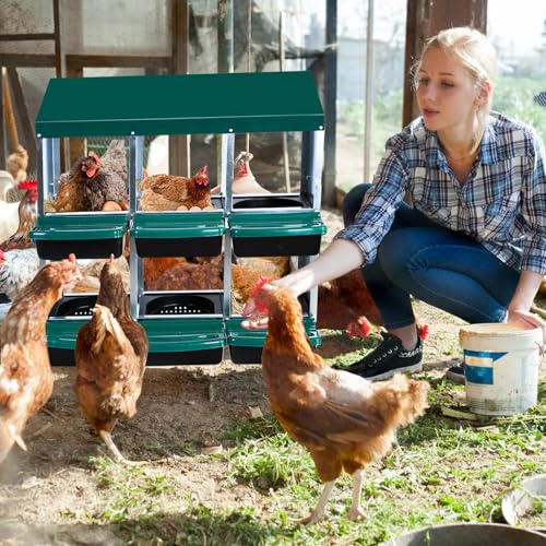 Garvee Chicken Nesting Box, Chicken Laying Box with Egg Collection, Roll Away Nesting Boxes, Metal Egg Laying Boxes for Chickens Coop, Duck Coops and Hens