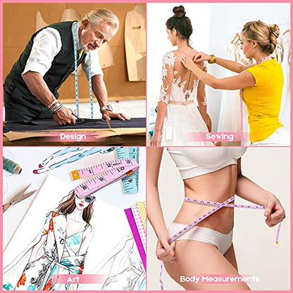 Tape Measure, iBayam Soft Ruler Measuring Tape for Body Weight Loss Fabric Sewing Tailor Cloth Vinyl Measurement Craft Supplies, 60-Inch Double Scale Ruler, 2-Pack Pastel Pink, Blue - color: Pastel Pink, Blue