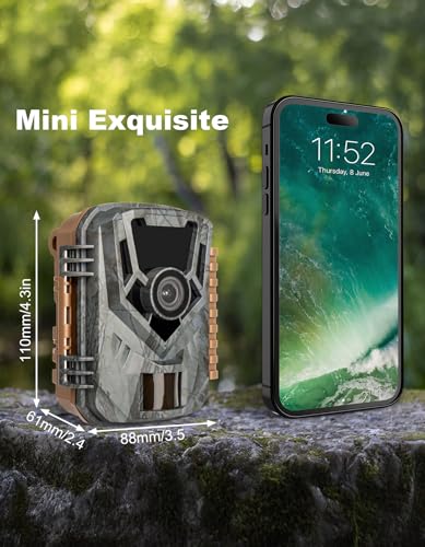 KJK Mini Trail Camera, 36MP 2.7K Game Camera,32GB Memory Card with Night Vision 0.1s Trigger Time Motion Activated 130°Wide-Angle, Waterproof Trail Cam with 2.0” HD TFT Screen - color: Dark gray