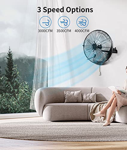 BEESTAR 18 inch High Velocity Wall Mount Fan,Industrial Fan with 3 Speed Commercial Ventilation,Easy Operation and 270 Degree Tilting,Metal Fan for Warehouse,Greenhouse, Workshop and Basement - style: 18 INCH
