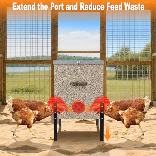 50LB Automatic Chicken Feeder–8 Feeding Ports No-Waste Galvanized Metal Chicken Feeder Box with Adjustable Legs & Locking Lid Poultry Feeder for Chickens,Geese,Ducks,Rust-Resistant - color: 50 LB