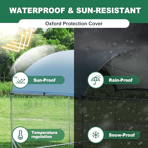 TOLEAD Large Metal Chicken Coop Upgrade Tri-Supporting Wire Mesh Chicken Run,Chicken Pen Walk in with Water-Resident and Anti-UV Cover,Duck Rabbit House Outdoor (Dome Roof 25'L x 9'W x 6.5'H) - size: 228.0"L x 108.0"W x 78.0"H