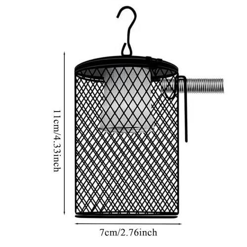 Chicken Coop Heater – Reptile Heat Lamp Guard, Metal Shade Cover, Anti Bite Safety Net | Ventilated Heating Cage Protector, Secure Mount Warming Fixture for Parrot Lizard Habitat