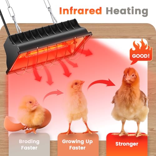 Chicken Coop Heat Lamp, 300W Brooder Heater for Chicks 9.84ft Cord UL Passed Carbon Fiber Bulbs Heater with Adjustable Hanging Height for Livestock Supplies Indoor Warmer | UL Passed,9.84ft Cord, Adjustable Hanging Height, Livestock Supplies Indoor Warmer