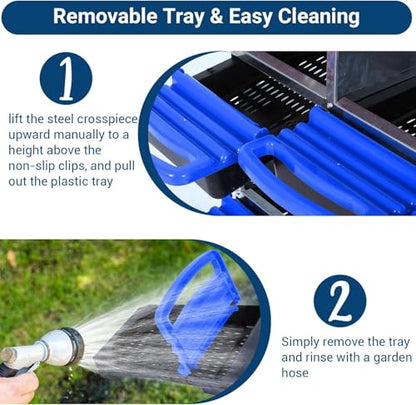 Chicken Nesting Box, 6 Hole 2 Layer Hen Nest Boxes with Legs, Roll-Away Egg Collection System with Ventilation Holes，Rustproof Plastic Tray & Keyhole Mounting, Chicken Laying Box - color: Blue, size: 6 holes with legs