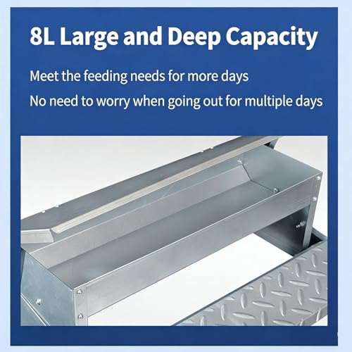 Diydeg Treadle Chicken Feeder, No Waste Large Capacity Stainless Steel Automatic Poultry Feeder Rat Proof Treadle for Chicken Duck Poultry Pheasants