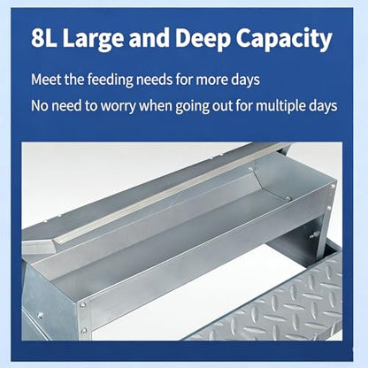 Diydeg Treadle Chicken Feeder, No Waste Large Capacity Stainless Steel Automatic Poultry Feeder Rat Proof Treadle for Chicken Duck Poultry Pheasants