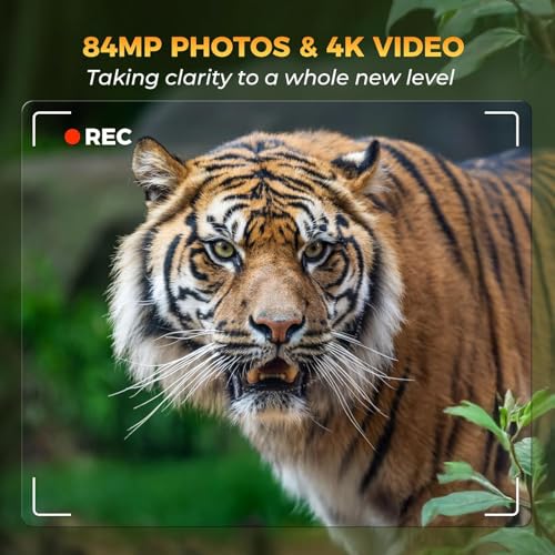 4K 84MP WiFi Trail Camera, Wildlife Camera 0.1s Trigger, Game Camera with 130°Wide Angle, Trail Cameras with Night Vision Motion Activated Waterproof Suitable for Outdoor Wildlife Detection