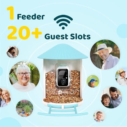 NETVUE by Birdfy Smart Bird Feeder with Camera – AI Identifies Birds Species 2MP Night Vision & App Alerts, 2.4Ghz Wi-Fi Connect IP65 Weatherproof Bird Camera-Gift for Backyard BirdWatchers, Blue - color: Blue, style: AI Solar