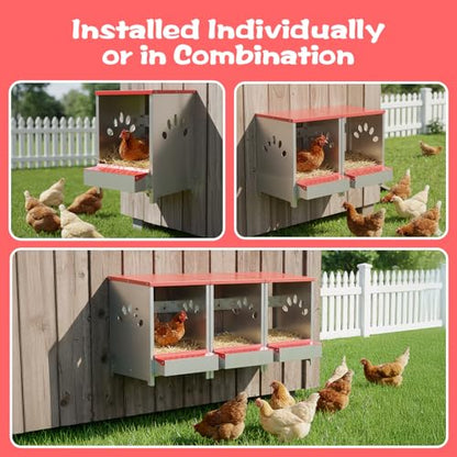 Chicken Nesting Boxes, One Hole Large Metal Hen Laying Box with Swing Perch and Roll Away Egg Collection, Wall Mountable with Vented Holes for Chickens Ducks Birds - size: 4.1"L x 9.9"W x 15.4"H
